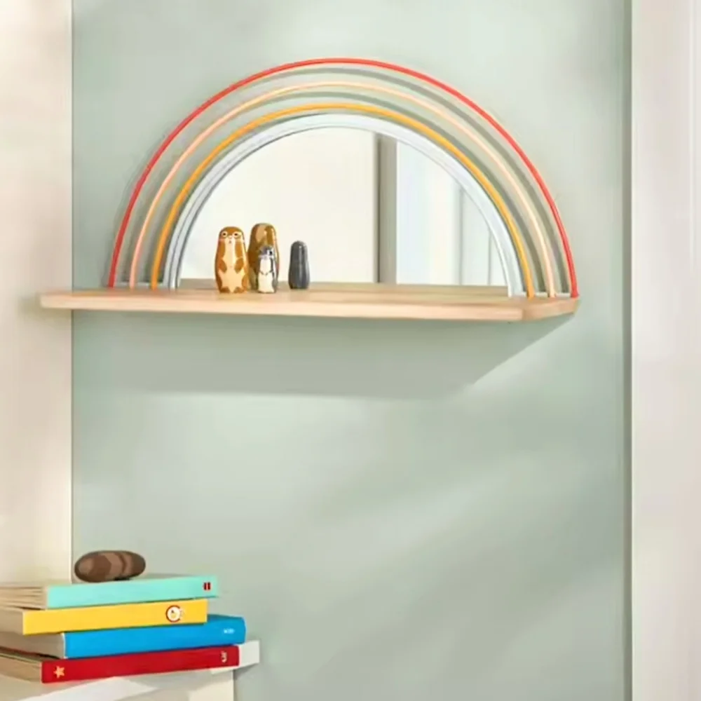 *Black* Half Moon Wall Shelf & Mirror